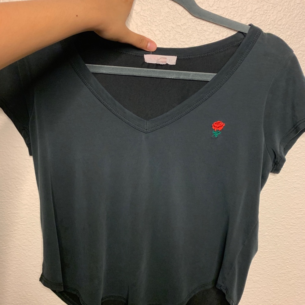 LA Hearts rose embroidered shirt